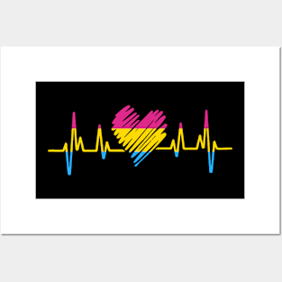 Pansexual Flag Heartbeat LGBTQ Posters and Art